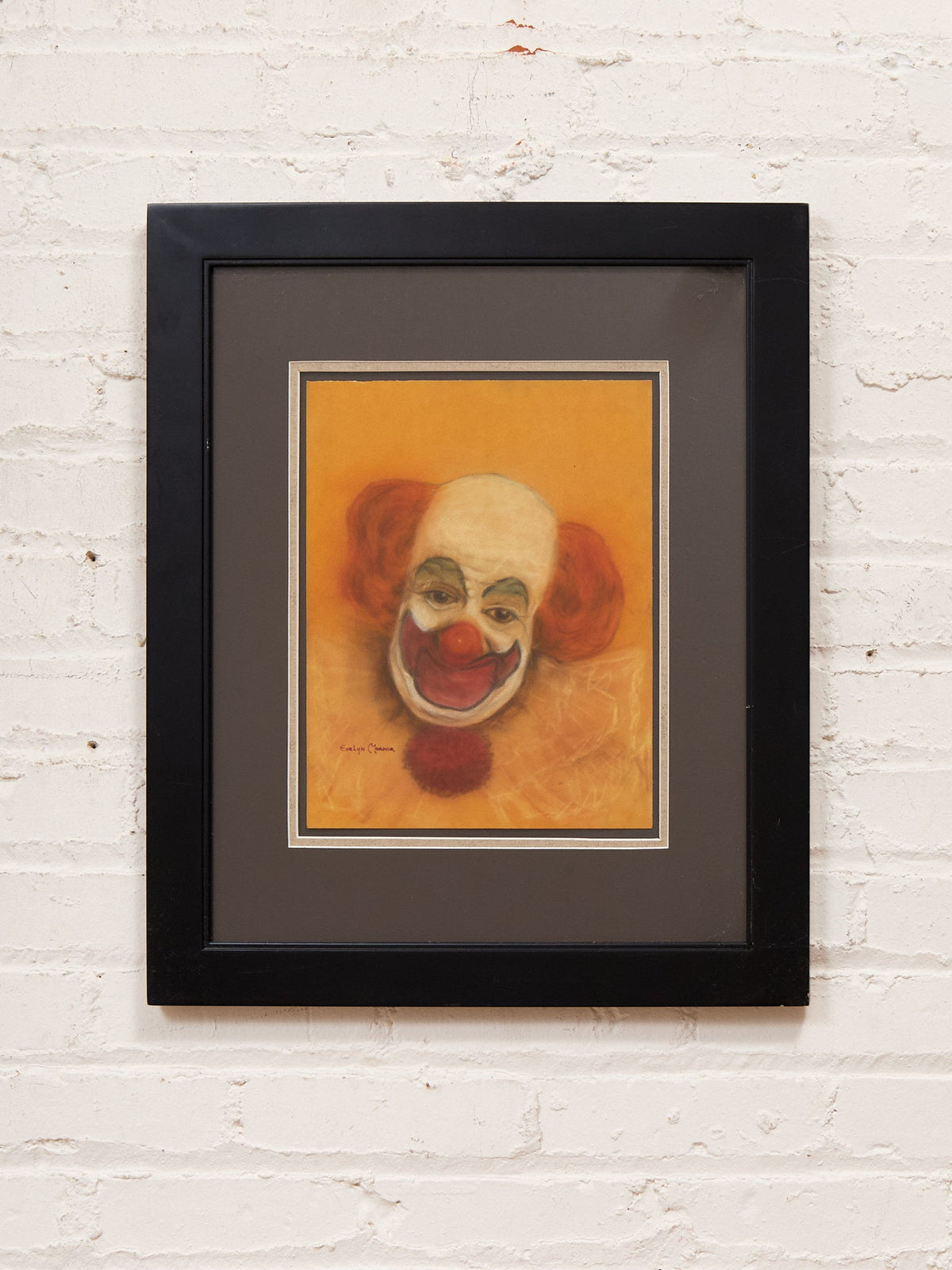 Original Painting Clown in Pastels Signed
