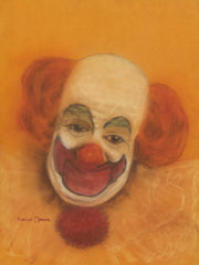 Original Painting Clown in Pastels Signed