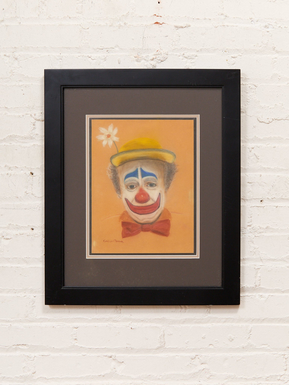Original Painting Sad Clown in pastels signed