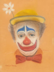 Original Painting Sad Clown in pastels signed