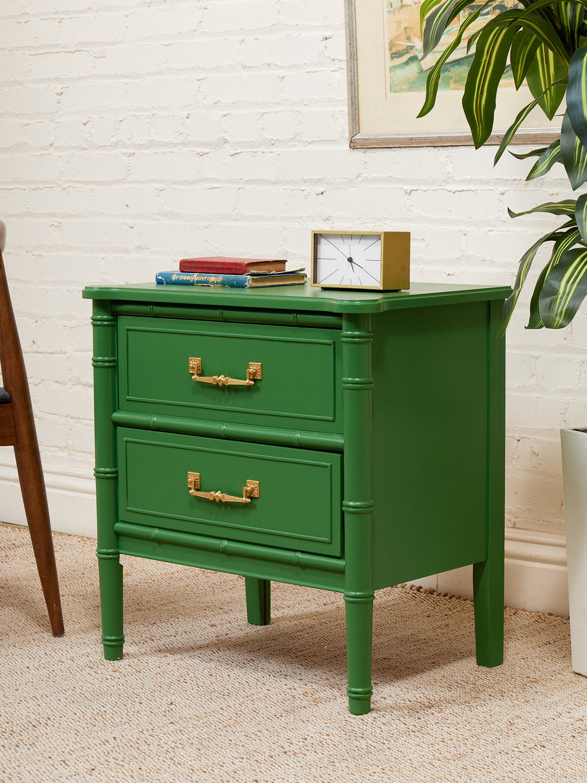 Emerald Faux Bamboo Nightstand