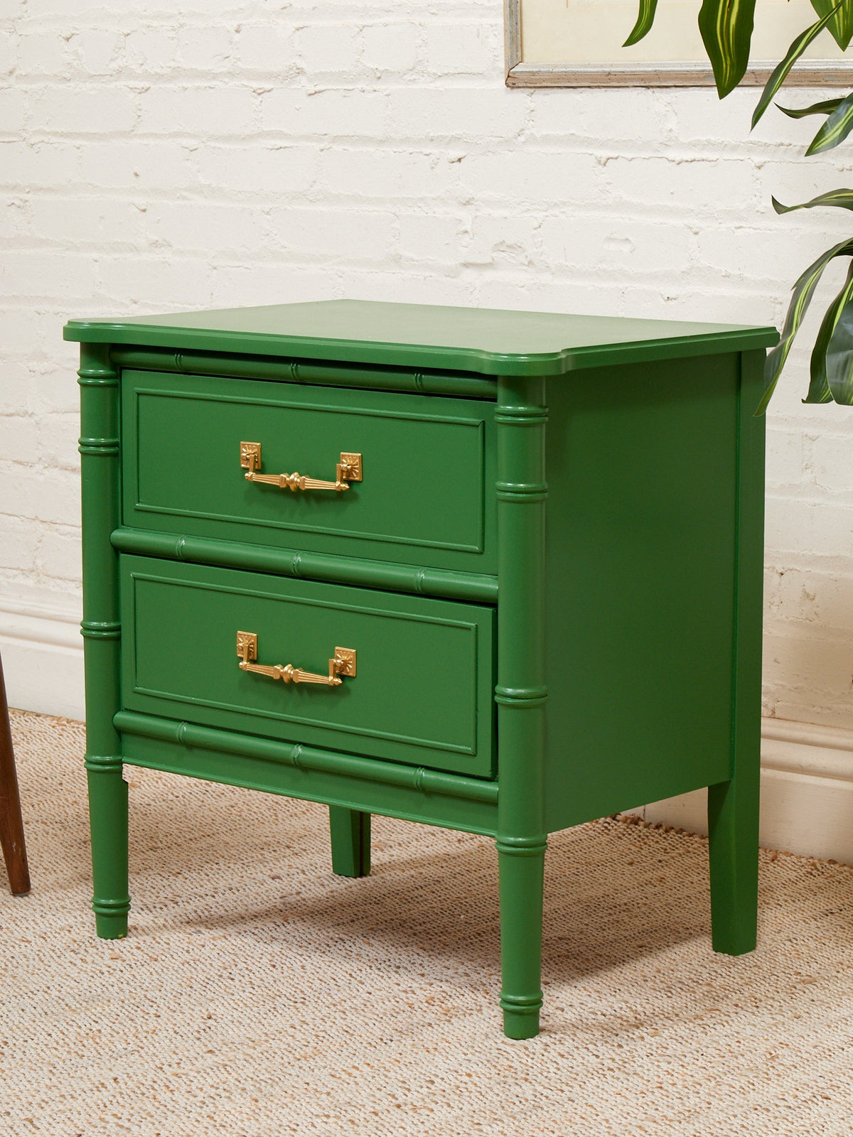 Emerald Faux Bamboo Nightstand