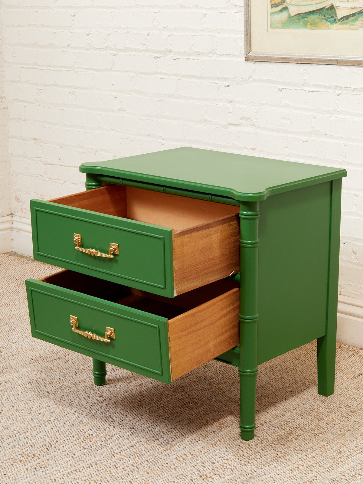 Emerald Faux Bamboo Nightstand