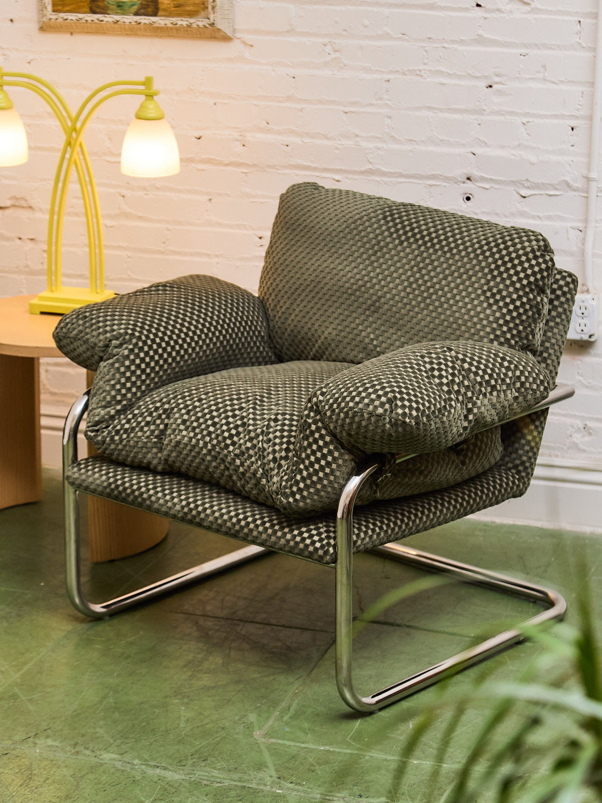 Checker Green Chrome Lounge Chair