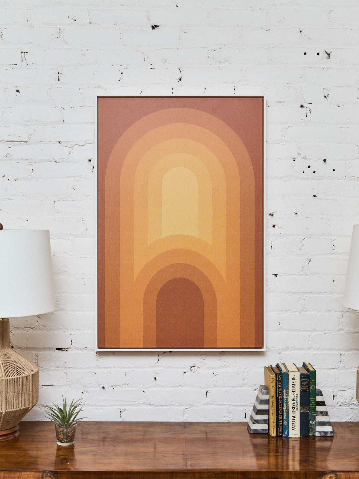 Framed Retro Arch Print – Warm Orange Mid-Century Modern Graphic