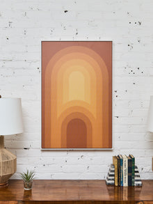Framed Retro Arch Print – Warm Orange Mid-Century Modern Graphic