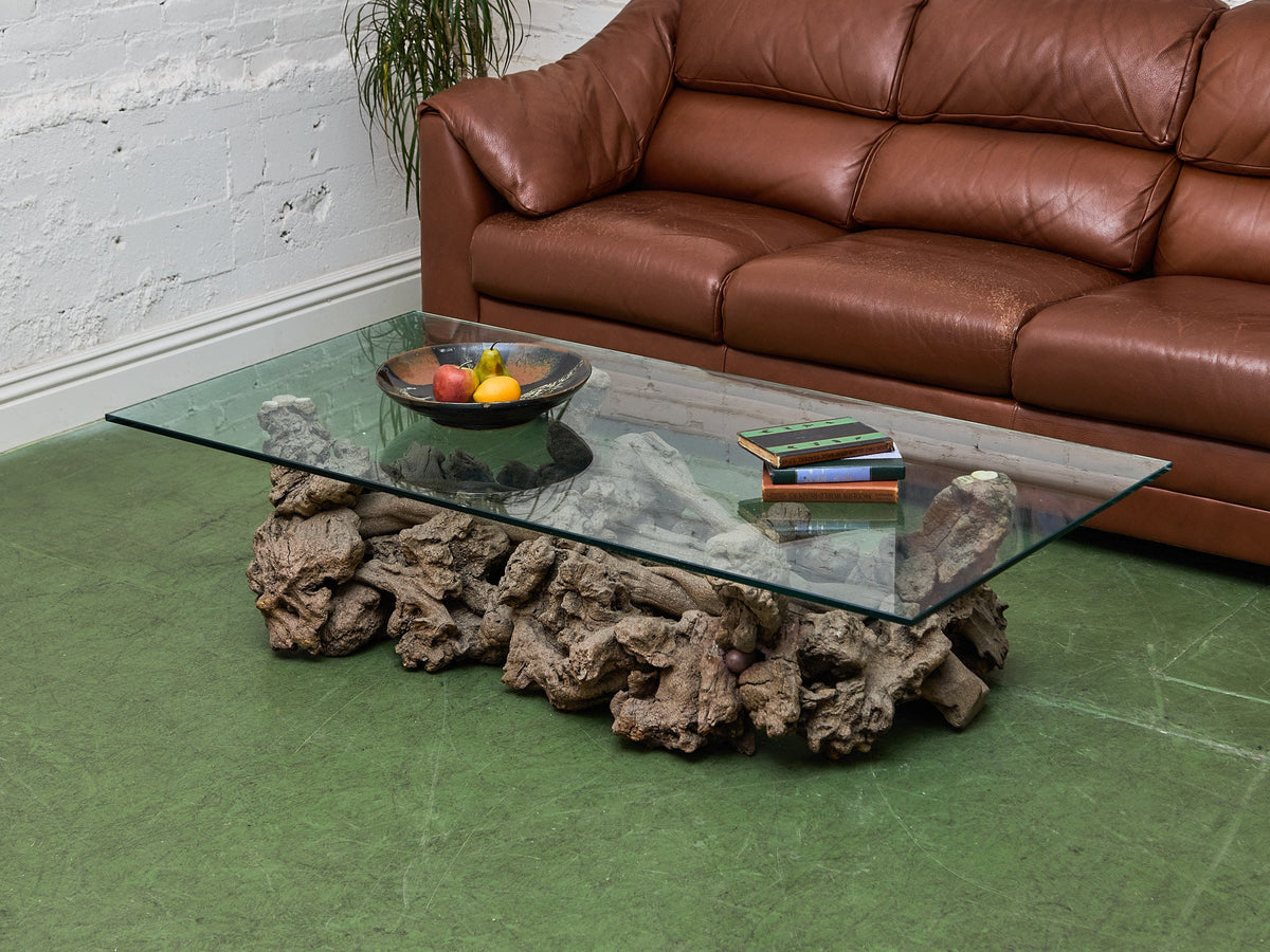 Vintage Burl Wood Low Coffee Table, 60-Inch