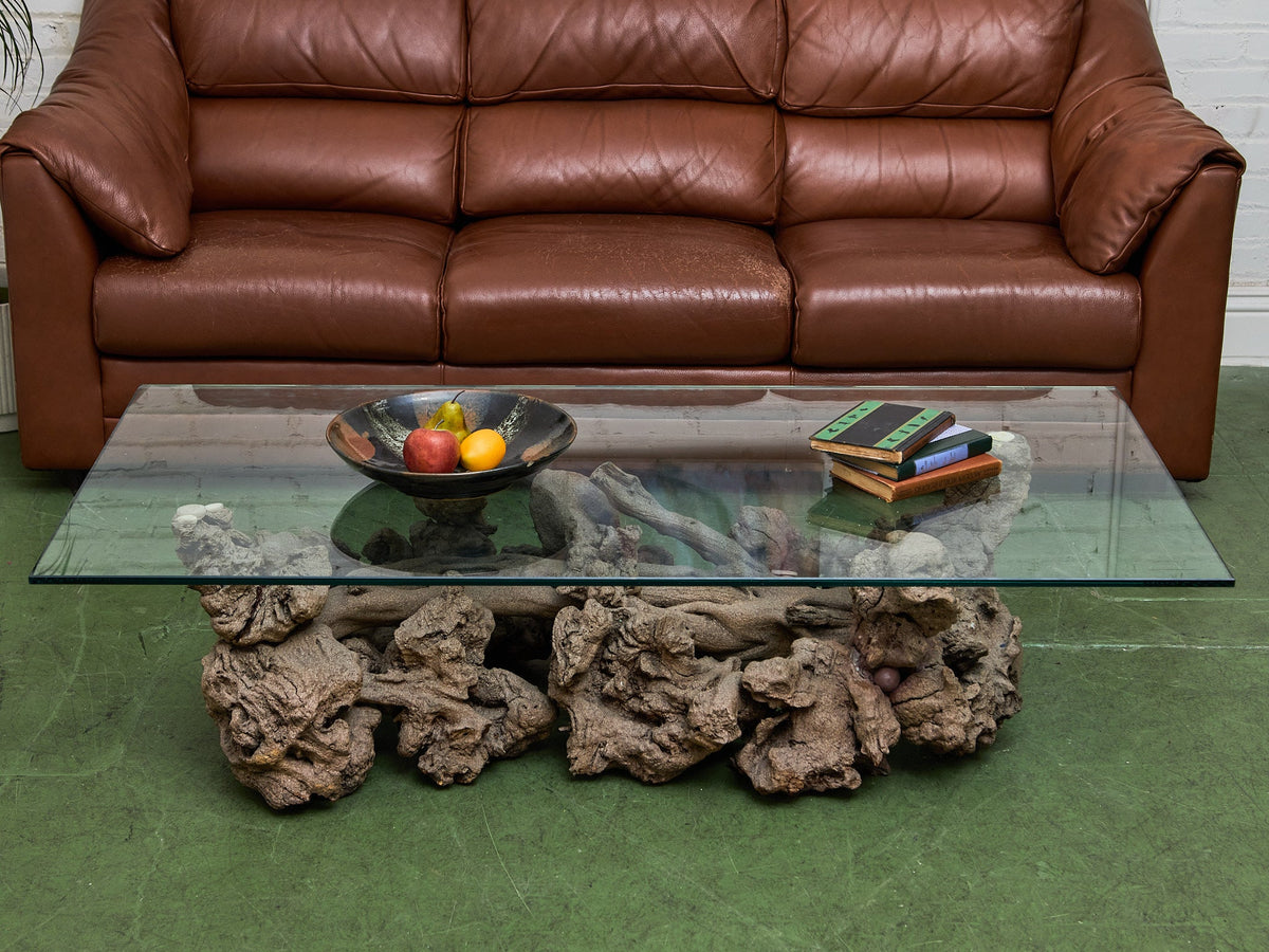 Vintage Burl Wood Low Coffee Table, 60-Inch