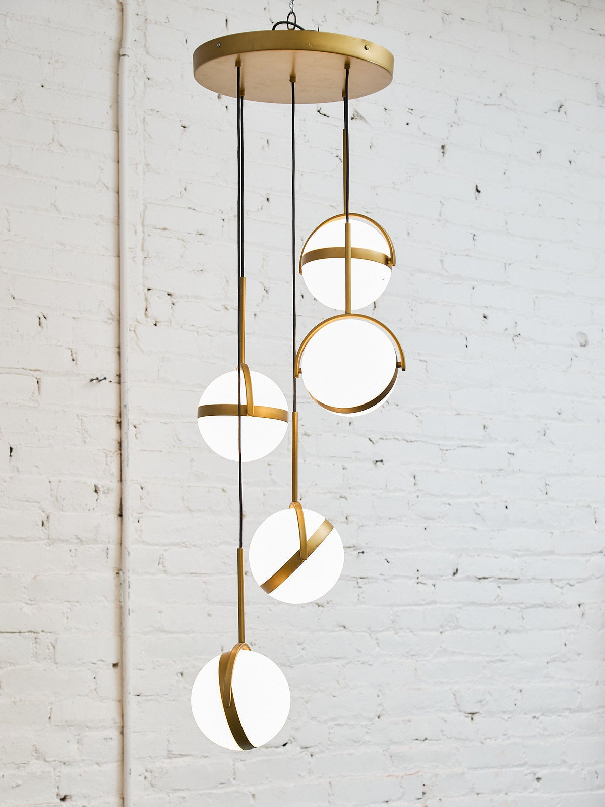 Brush Gold Five Globe Chandelier