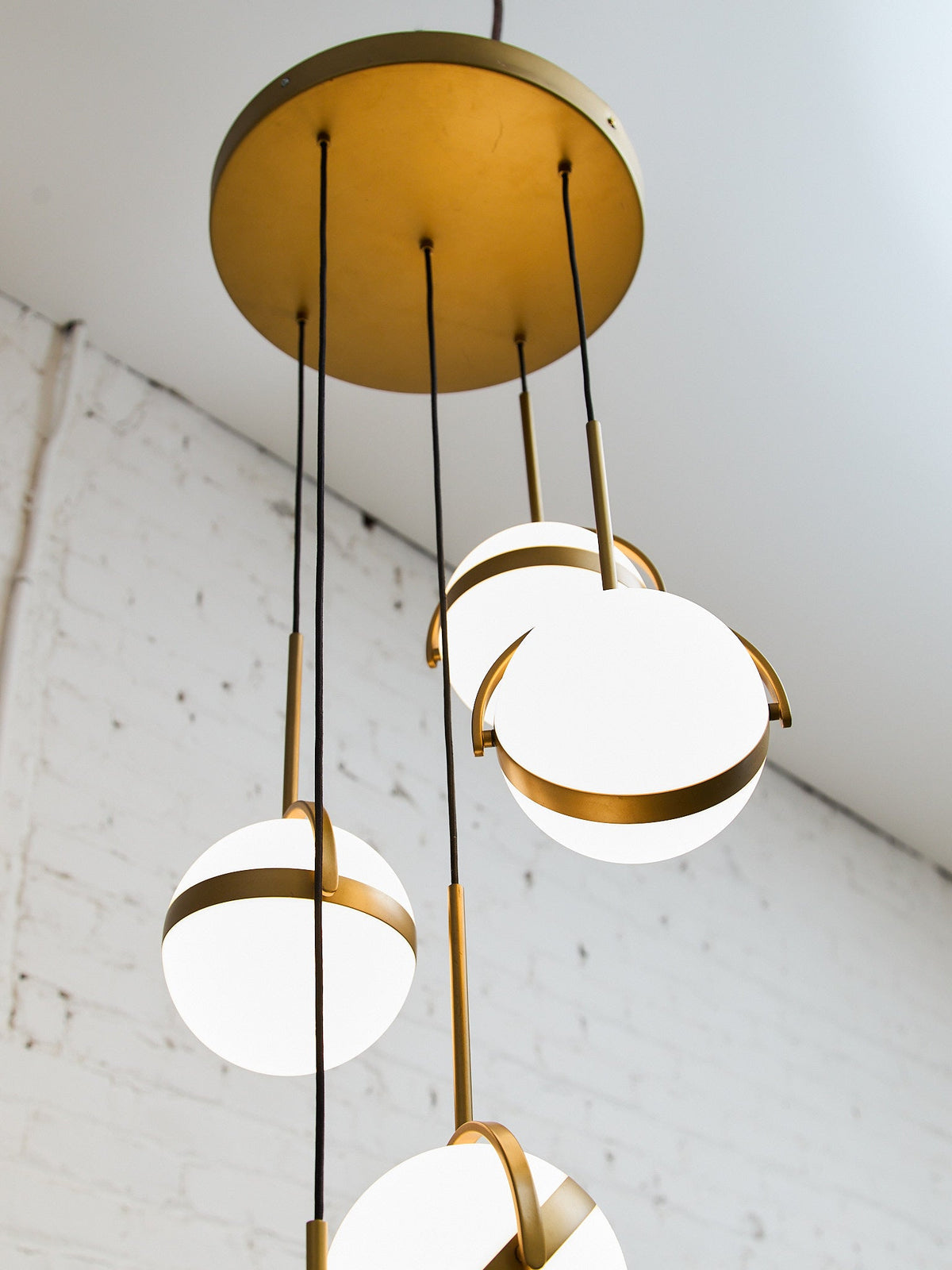 Brush Gold Five Globe Chandelier
