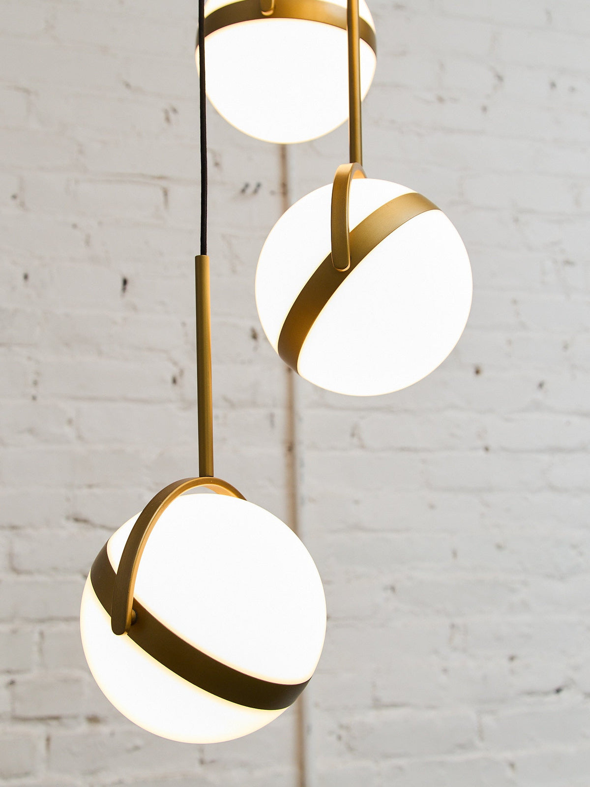Brush Gold Five Globe Chandelier