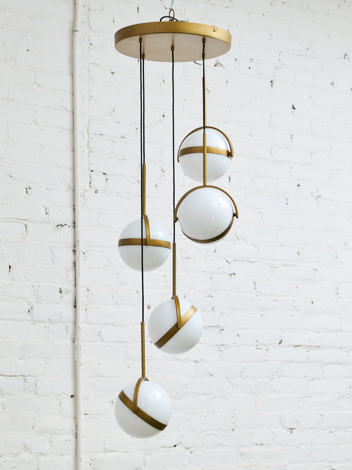 Brush Gold Five Globe Chandelier