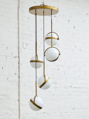 Brush Gold Five Globe Chandelier