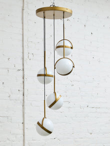 Brush Gold Five Globe Chandelier