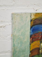Textured Still Life Oil Painting – Earthen Vessels with Colorful Textile