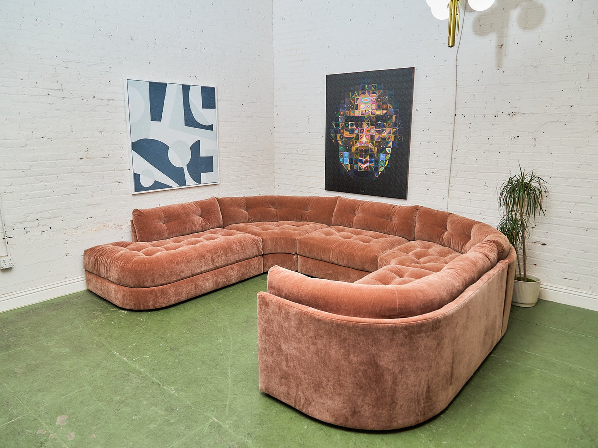 Prima 5 Piece Oval Sectional Sofa in Amici Ginger