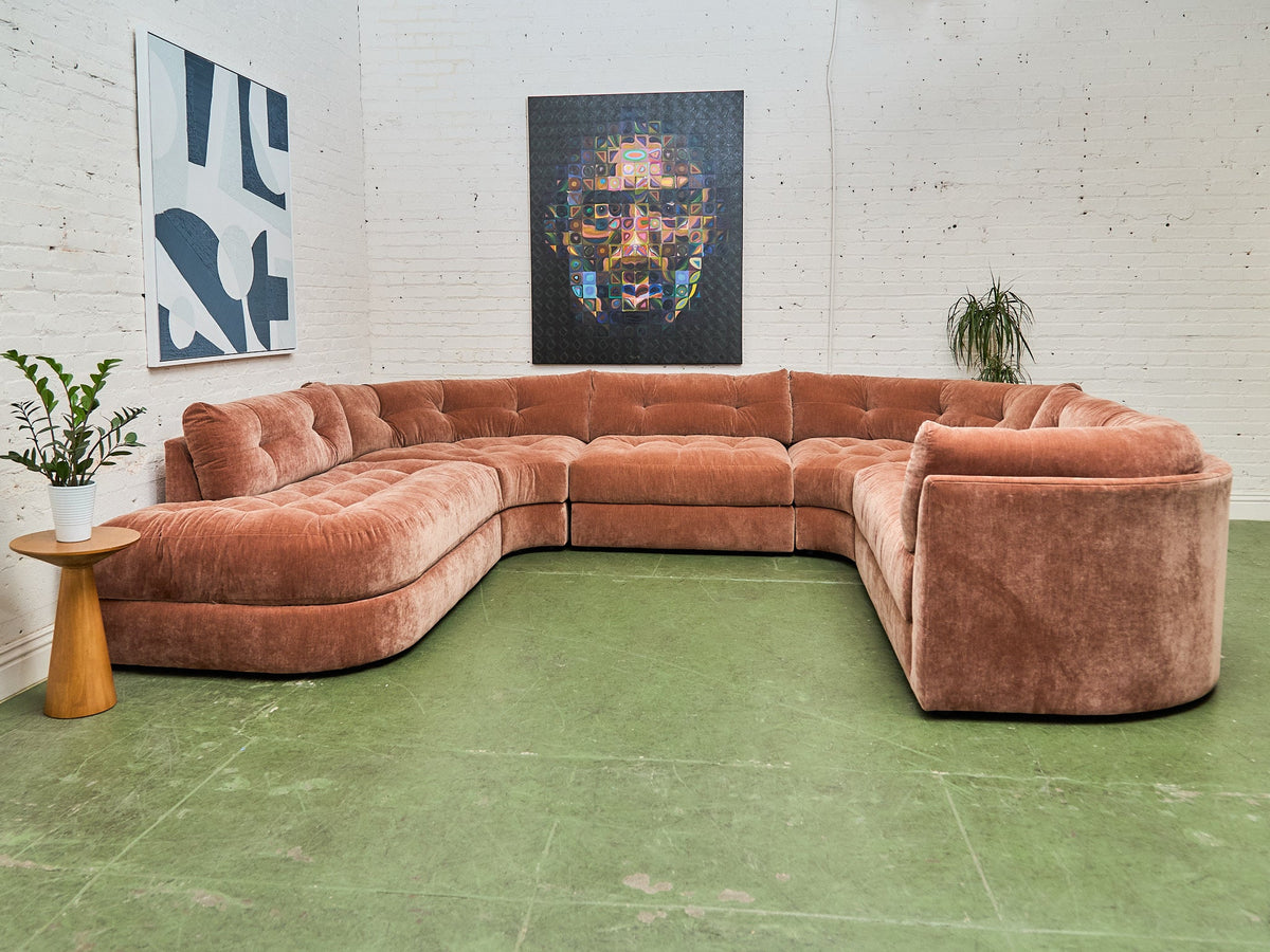 Prima 5 Piece Oval Sectional Sofa in Amici Ginger