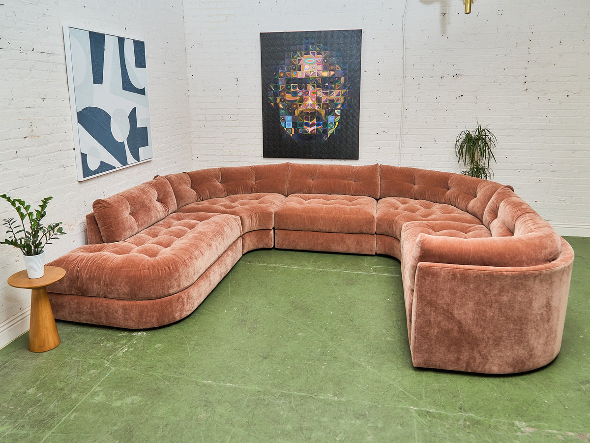 Prima 5 Piece Oval Sectional Sofa in Amici Ginger