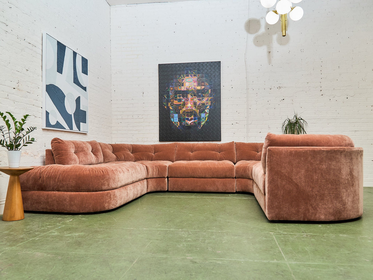 Prima 5 Piece Oval Sectional Sofa in Amici Ginger
