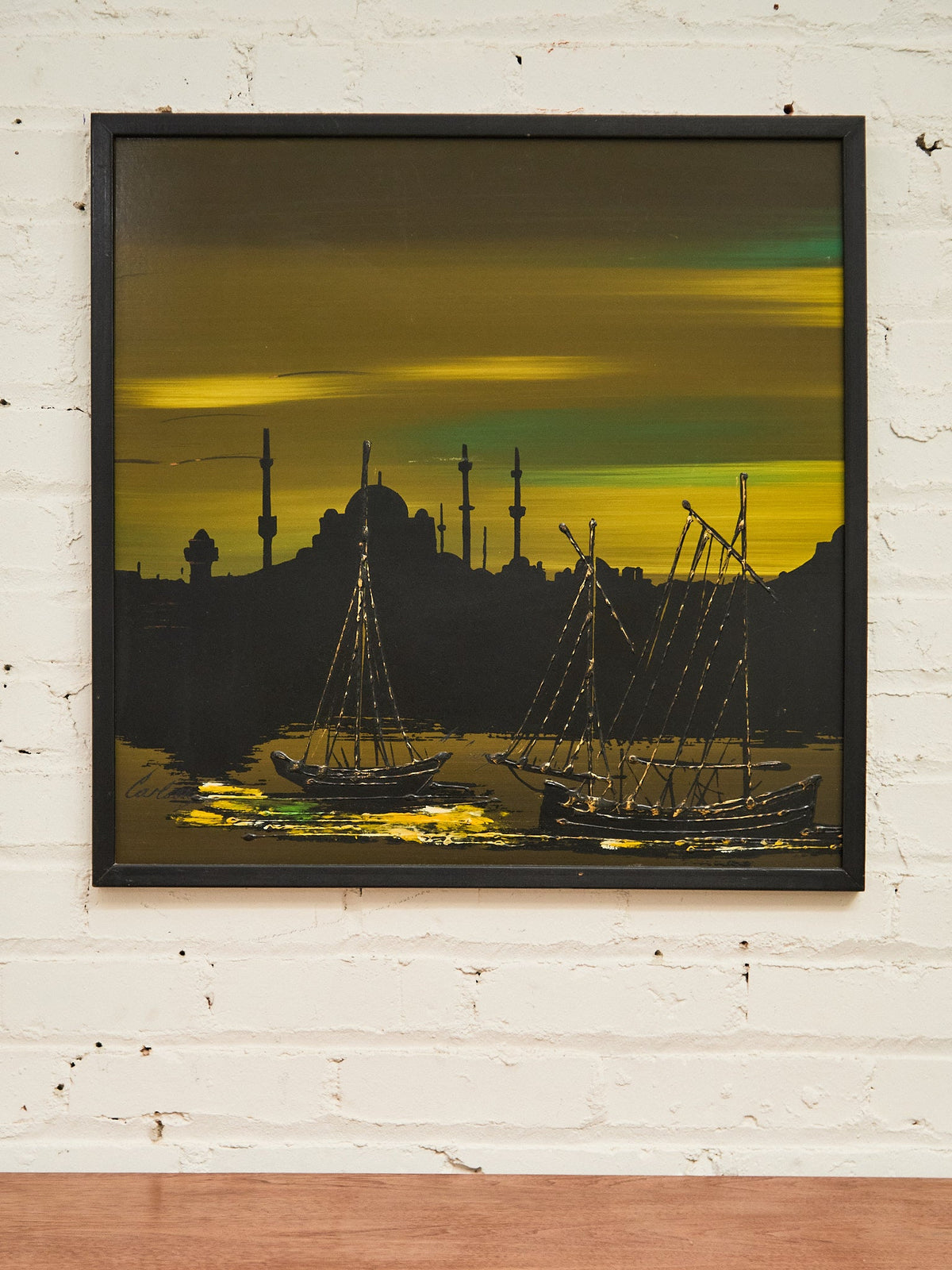 Mid Century Green and Yellow Nautical Art