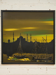 Mid Century Green and Yellow Nautical Art