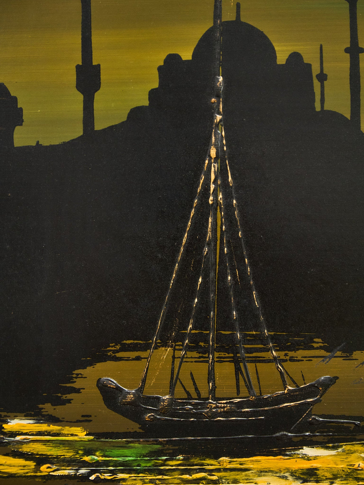Mid Century Green and Yellow Nautical Art