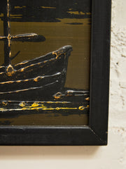 Mid Century Green and Yellow Nautical Art