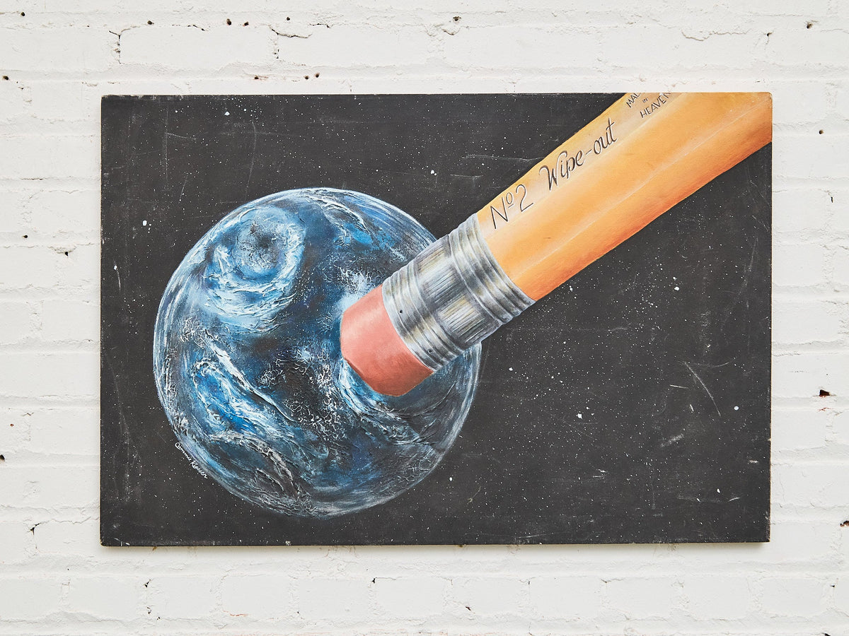 World Erased Contemporary Surrealist Painting of Earth as a Painted Orb