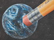 World Erased Contemporary Surrealist Painting of Earth as a Painted Orb
