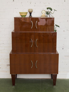 Nicole Miller Italian High-Gloss Stacked Lacquer Cabinet
