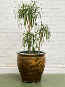 Vintage 1960s X Large Tony Duquette Style Asian Brown Dragon Egg Pot