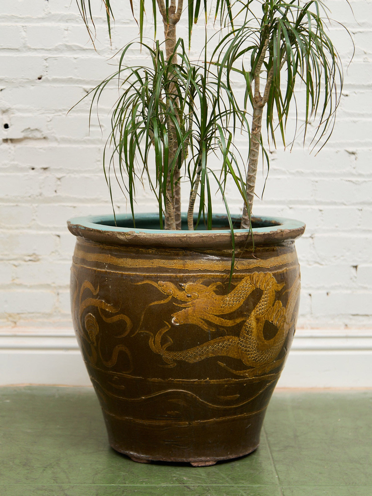 Vintage 1960s X Large Tony Duquette Style Asian Brown Dragon Egg Pot