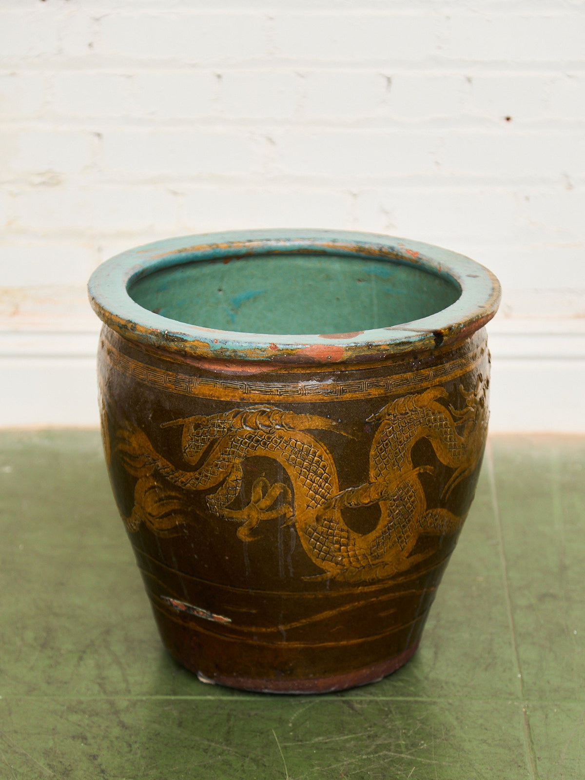 Vintage 1960s Large Tony Duquette Style Asian Brown Dragon Egg Pot