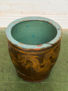 Vintage 1960s Large Tony Duquette Style Asian Brown Dragon Egg Pot