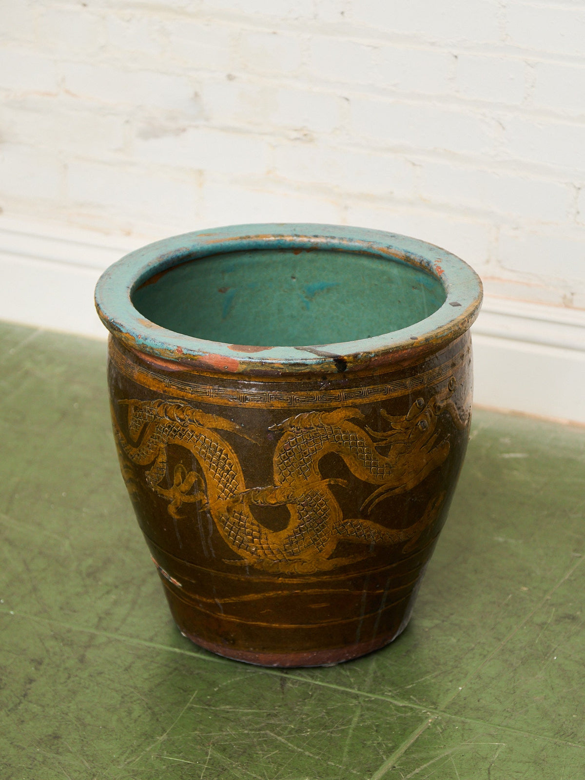 Vintage 1960s Large Tony Duquette Style Asian Brown Dragon Egg Pot
