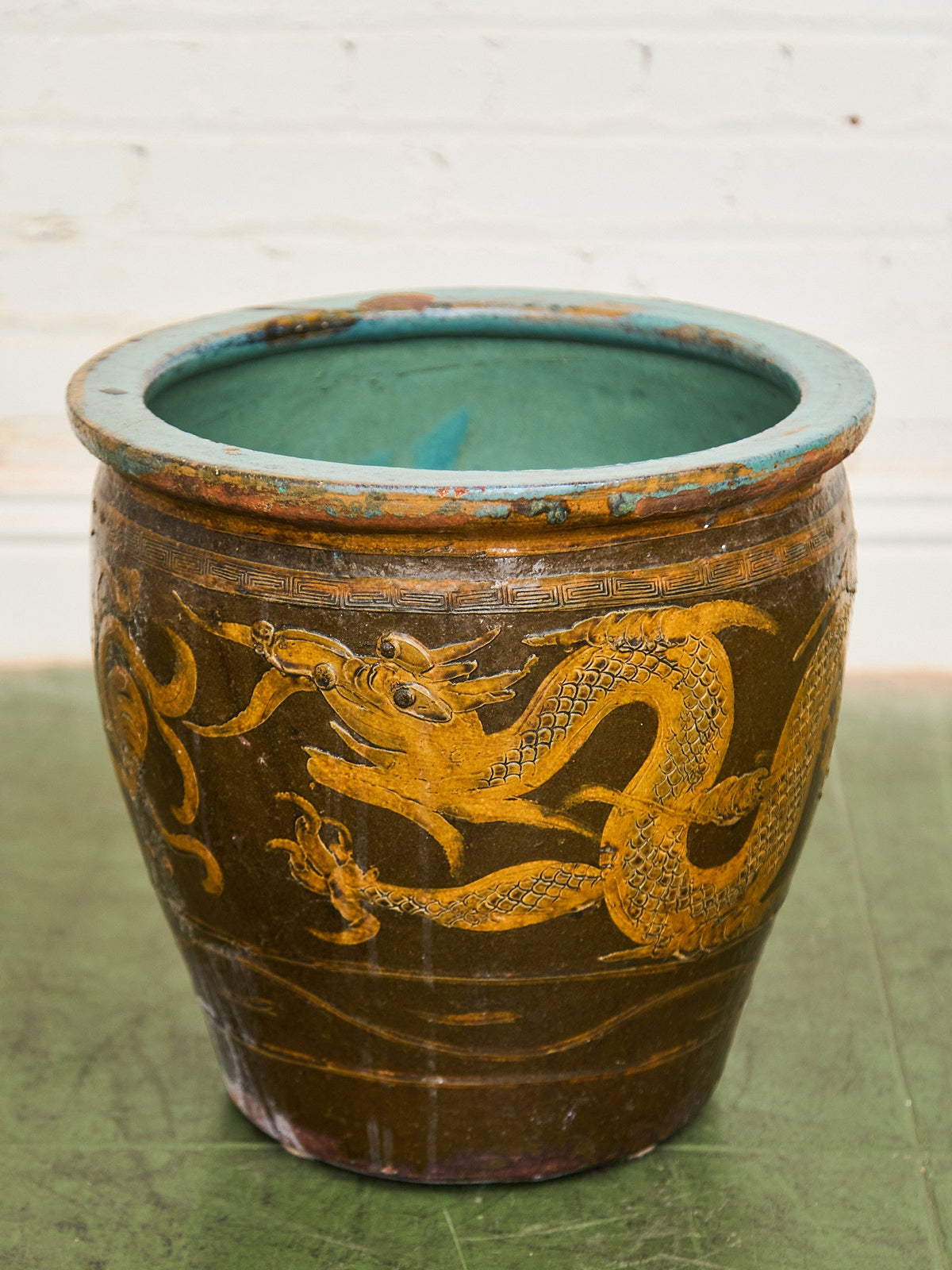 Vintage 1960s Large Tony Duquette Style Asian Brown Dragon Egg Pot