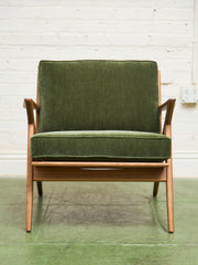 Ziggy Walnut Lounge Chair in Green