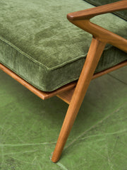 Ziggy Walnut Lounge Chair in Green