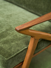 Ziggy Walnut Lounge Chair in Green