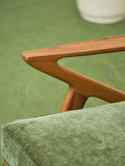 Ziggy Walnut Lounge Chair in Green