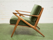 Ziggy Walnut Lounge Chair in Green