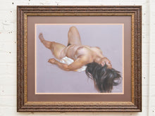 Reclining Nude with Flowing Hair Signed Figurative Pastel