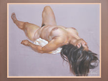 Reclining Nude with Flowing Hair Signed Figurative Pastel