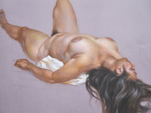 Reclining Nude with Flowing Hair Signed Figurative Pastel