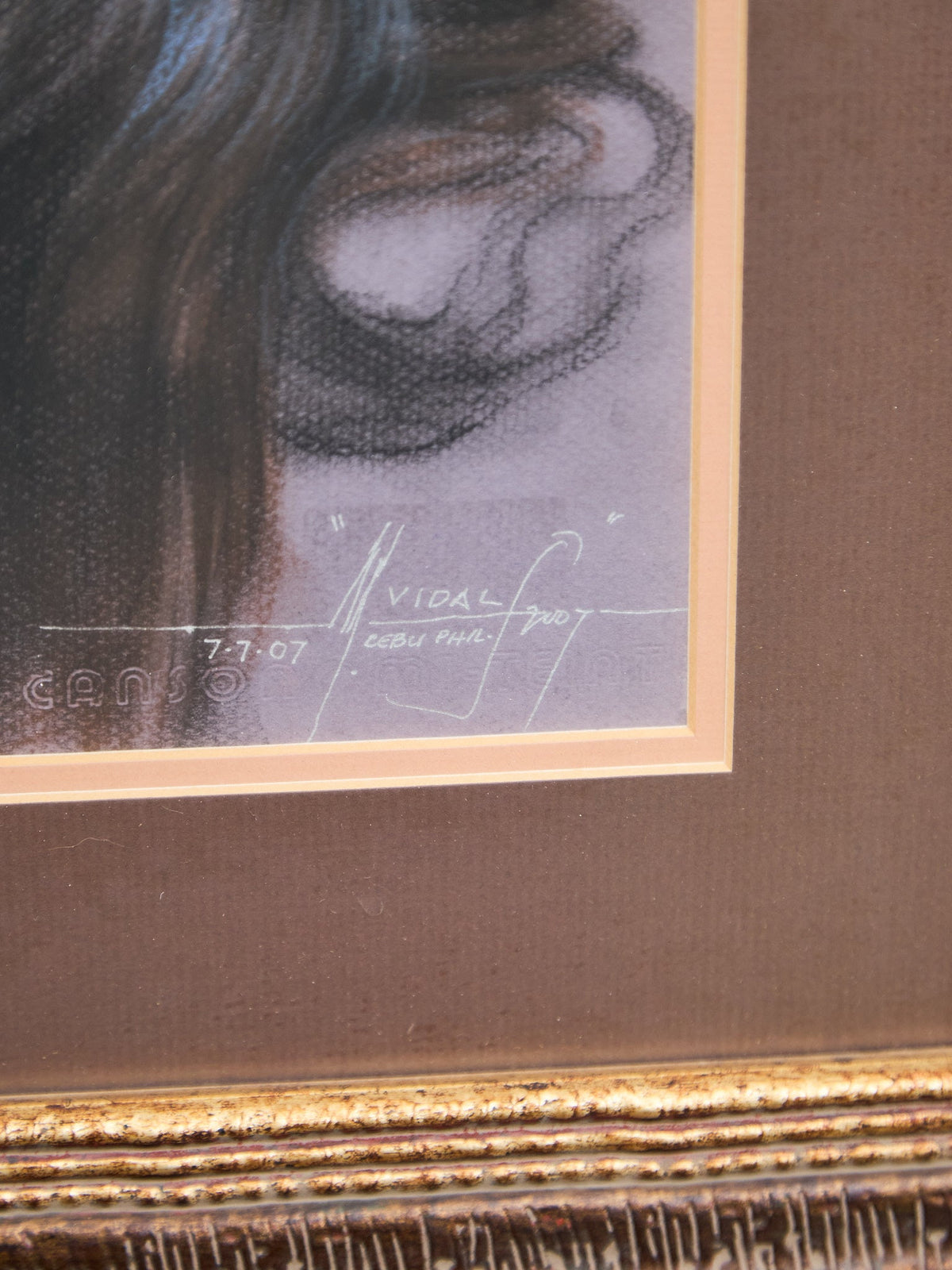 Reclining Nude with Flowing Hair Signed Figurative Pastel