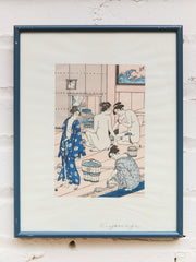 Ukiyo-e Female Bathers Woodblock Prints of Japanese Artist, Torri Kiyonag Signed