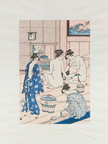 Ukiyo-e Female Bathers Woodblock Prints of Japanese Artist, Torri Kiyonag Signed
