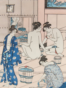 Ukiyo-e Female Bathers Woodblock Prints of Japanese Artist, Torri Kiyonag Signed