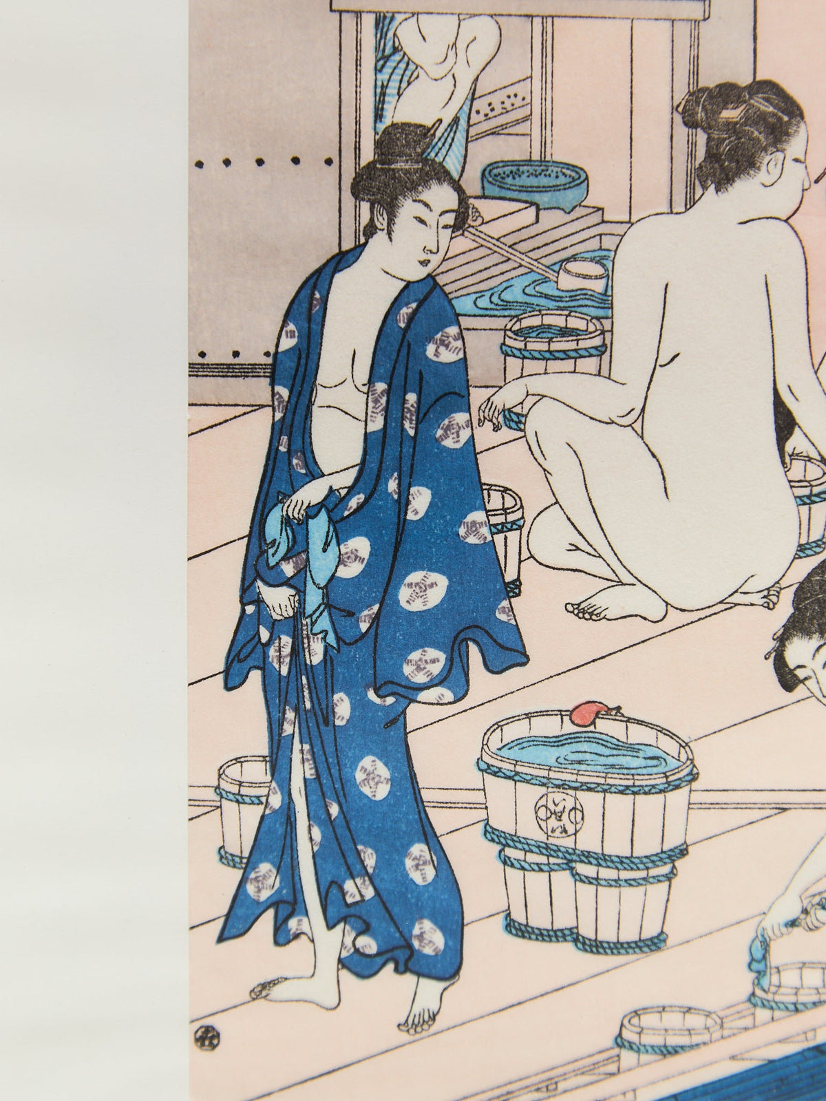Ukiyo-e Female Bathers Woodblock Prints of Japanese Artist, Torri Kiyonag Signed