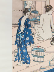Ukiyo-e Female Bathers Woodblock Prints of Japanese Artist, Torri Kiyonag Signed